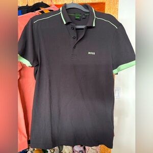 BOSS logo-print contrast-trim polo shirt Medium